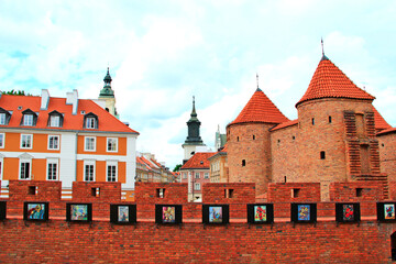Obraz premium fortress walls with turrets and gates. Historical building in Polish capital