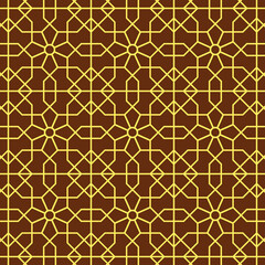 seamless pattern with squares and hexagons in islamic, persian, indian design.