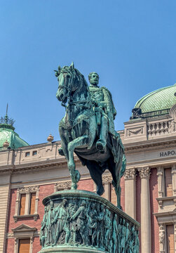 Monument of Prince Mihailo Obrenovic on Square of Republic in Belgrade, Serbia.