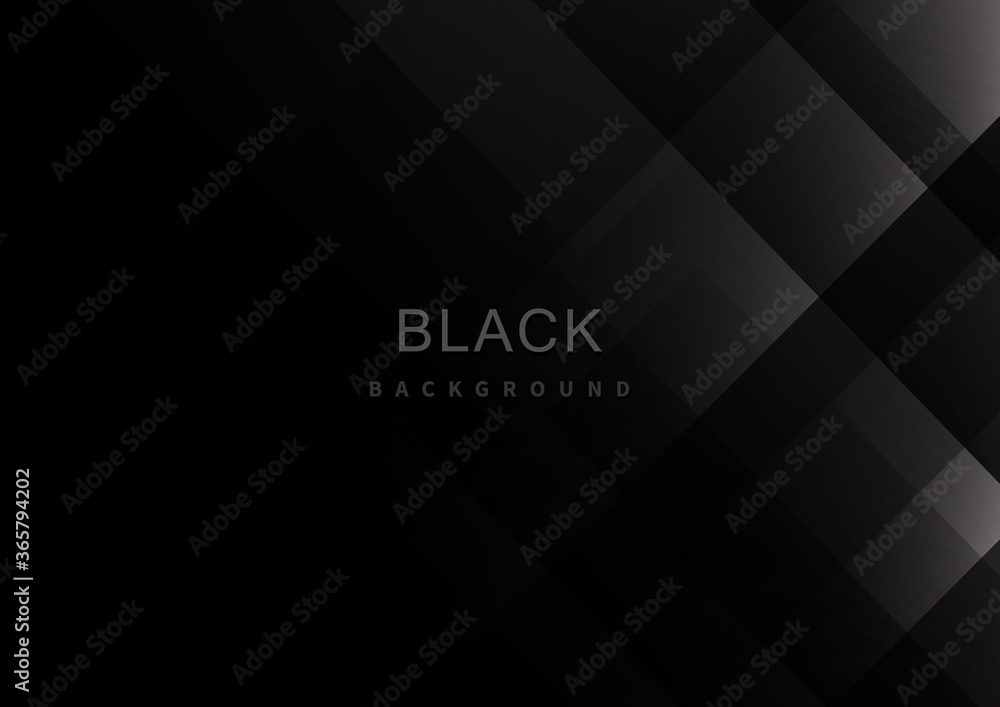 Poster abstract black background with geometric square shapes layer.