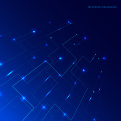 Abstract technology futuristic concept line with light blue on blue background.