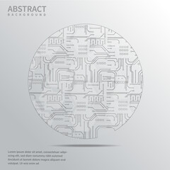 Abstract technology circuit board and connection system background with digital data.