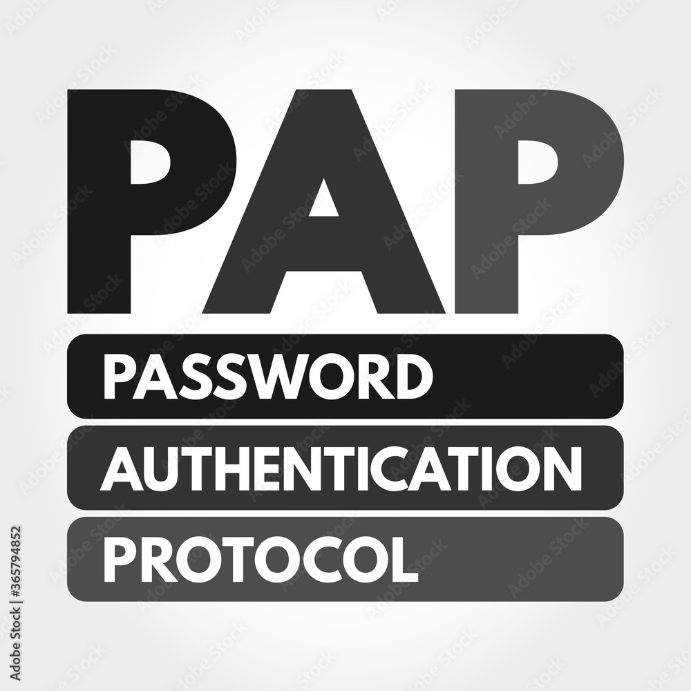 Poster pap - password authentication protocol acronym, technology concept background
