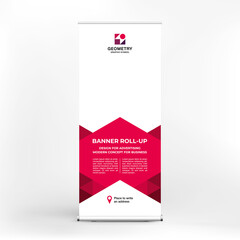 Creative banner design, roll-up stand for advertising, conferences, seminars, poster template for placing photos and text. Creative background for presentation