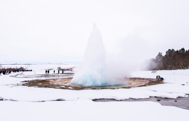 Hot Spring Geysir Iceland 