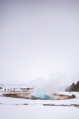 Hot Spring Geysir Iceland 