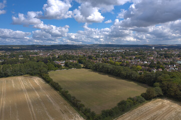 Aerial View from the south coast of England at Goring Gap looking towards the South Downs on a beautiful summers day.