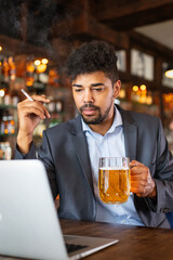 People, nicotine alcohol addiction and bad habits concept.