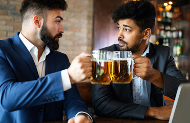 People, men, leisure, friendship and celebration concept