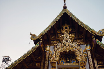 beautiful details of Thai fine arts at Buddhist temple