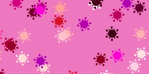 Light pink vector backdrop with virus symbols.