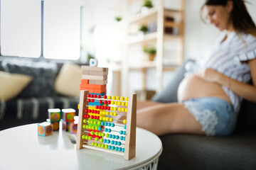 Beautiful pregnant woman expecting baby with love