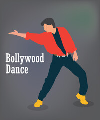 Vector artwork of an Indian actor performing a bollywood style dance. Bollywood style dancing.