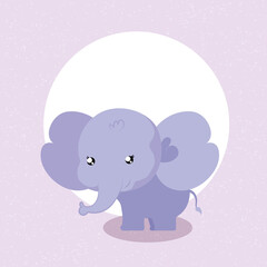 cartoon of elephant with frame circular