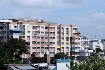 residential buildings and houses in city background in Indore , India