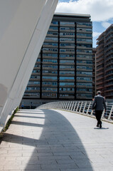 walking in the city bridge
