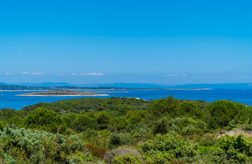 Panoramic view of Kamenjak National Park, Istria, Croatia with trees, coastline, and islands