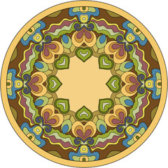 Vector ornamental vintage ethnic round frame