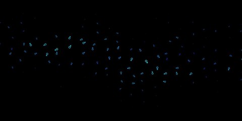 Dark BLUE vector background with occult symbols.