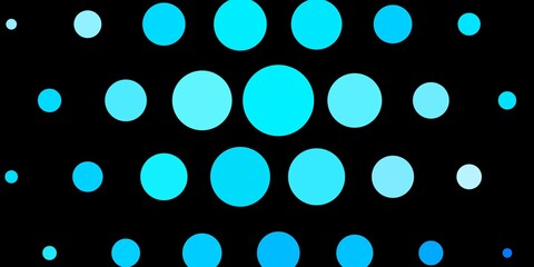 Dark BLUE vector pattern with spheres. Glitter abstract illustration with colorful drops. Pattern for business ads.