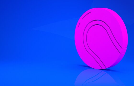 Pink Baseball ball icon isolated on blue background. Minimalism concept. 3d illustration. 3D render.