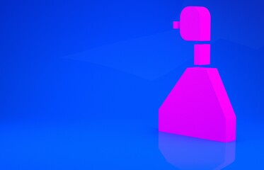 Pink Gear shifter icon isolated on blue background. Transmission icon. Minimalism concept. 3d illustration. 3D render.