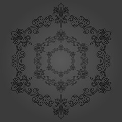 Elegant vintage vector ornament in classic style. Abstract traditional pattern with oriental elements. Classic vintage black round pattern