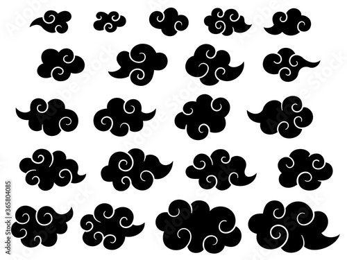 和風の雲のシルエットイラストセット Black Poster Bla Nora Hachio