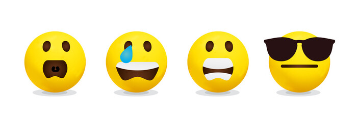 Smileys emoticons, emoji vector set - Mouths Facial Expressions, Cartoon Lips And Tongues.