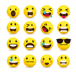 Smileys emoticons, emoji vector set - Mouths Facial Expressions, Cartoon Lips And Tongues.