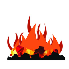 Pile of vector burning coals,embers with flames
