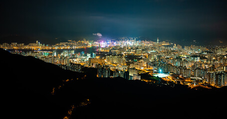 Skyline of urban architectural landscape in Hong Kong, cityscape view of Hong Kong