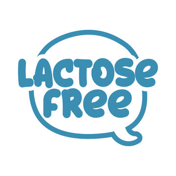 Lactose free - label. Handwritten calligraphy: restaurant, cafe menu. Vector elements for labels, logos, badges, stickers or icons, t-shirts or mugs. Vector illustration, healthy food design
