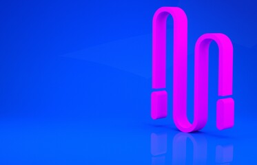 Pink Jump rope icon isolated on blue background. Skipping rope. Sport equipment. Minimalism concept. 3d illustration. 3D render.