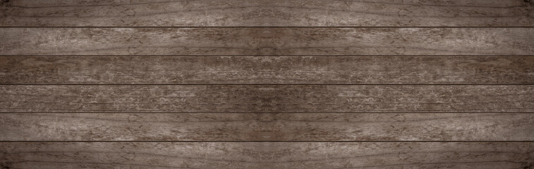 Old brown rustic dark wooden texture, wood background panorama banner