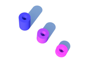 3d images of cylinder hole. Design colors chart on white background. Design print for illustration, diagram, template, business. Set 2