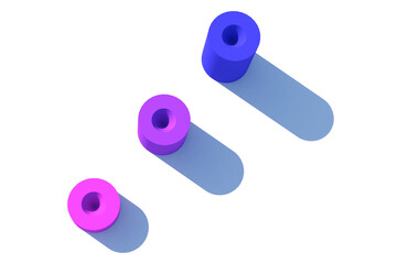 Naklejka premium 3d images of cylinder hole. Design colors chart on white background. Design print for illustration, diagram, template, business. Set 1