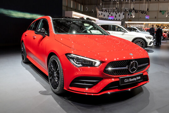 GENEVA, SWITZERLAND - MARCH 6, 2019: Mercedes Benz CLA Shooting Brake car debut at the 89th Geneva International Motor Show.
