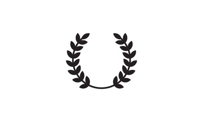 Laurel wreath icon. Emblem made of laurel branches. Laurel leaves symbol of high quality olive plants. Sign isolated on white background. Vector illustration