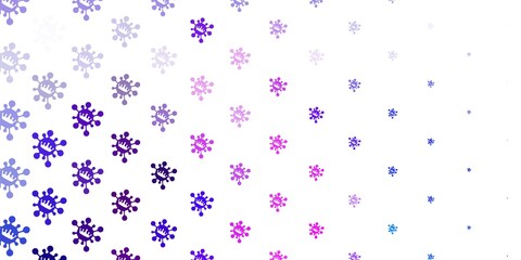 Light pink, blue vector texture with disease symbols.