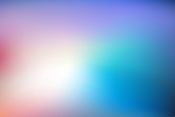 Abstract Blurred mint blue purple red background. Soft light gradient backdrop with place for text. Vector illustration for your graphic design, banner, poster, website