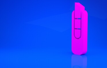 Pink Stationery knife icon isolated on blue background. Office paper cutter. Minimalism concept. 3d illustration. 3D render.