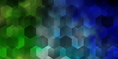 Fototapeta na wymiar Light Blue, Green vector layout with hexagonal shapes.