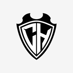 CH initials monogram logo shield designs a modern