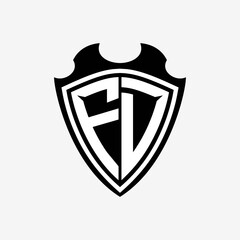 FD initials monogram logo shield designs a modern