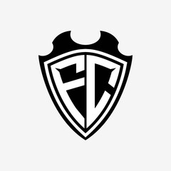 FC initials monogram logo shield designs a modern