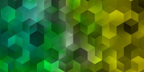 Fototapeta na wymiar Light Green, Yellow vector background with hexagons.