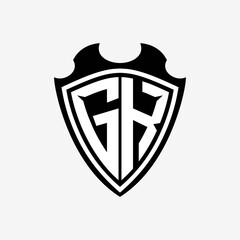 GK initials monogram logo shield designs a modern