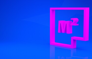 Pink House plan icon isolated on blue background. Minimalism concept. 3d illustration. 3D render.