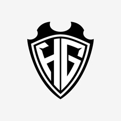 HG initials monogram logo shield designs a modern